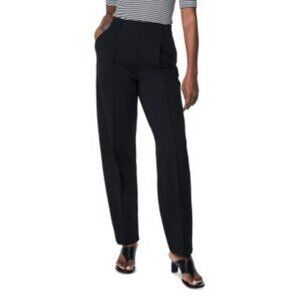 SPANX PONTE KNIT PLEATED BARREL LEG TROUSER TUXEDO STRIPE BLACK ANKLE PANTS sz S